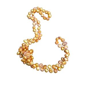 48" Knotted Golden Freshwater Pearl Necklace – 10-12mm Baroque Continuous Strand